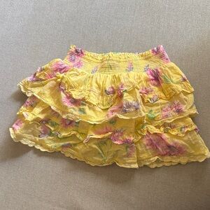 Loveshackfancy Floral Yellow Ruffle and lace Skirt size 5/6